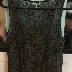 SOLD Gorgeous Forest Green Women's BKE (Buckle) Lace Tank Top Sz L